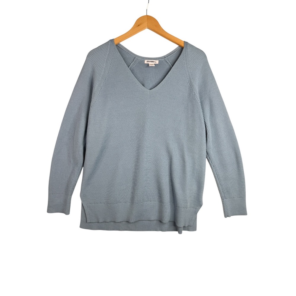 Athleta V-neck Wool Blend Sweater size Large Light Blue